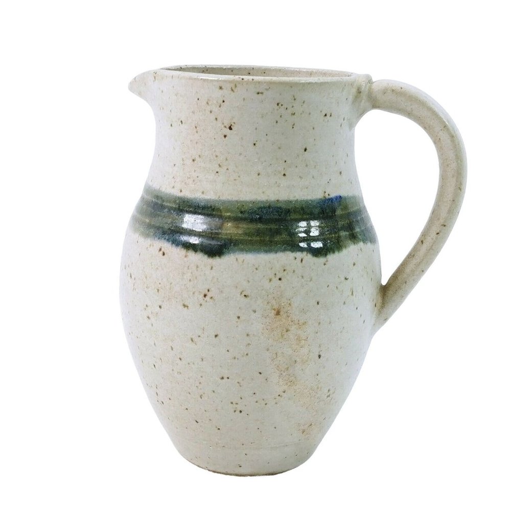 Stoneware Pitcher Gray Artisan Signed